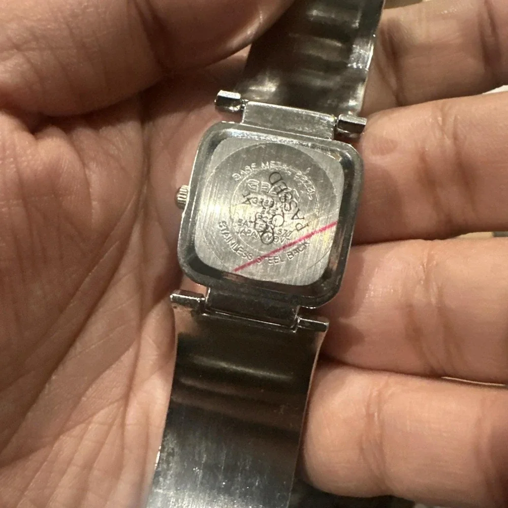 Working Gruen Women's Watch Square Wide Pink Dial & Steel band 24mm Fit‎ 6.5in